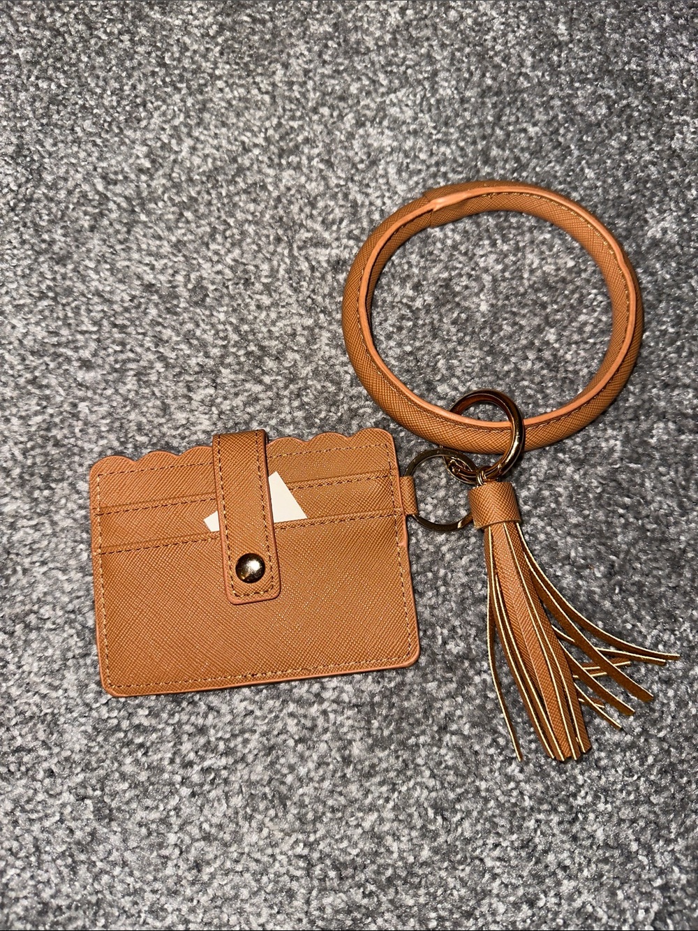 Classic Tan Cardholder Keyring with Tassel Wristlet